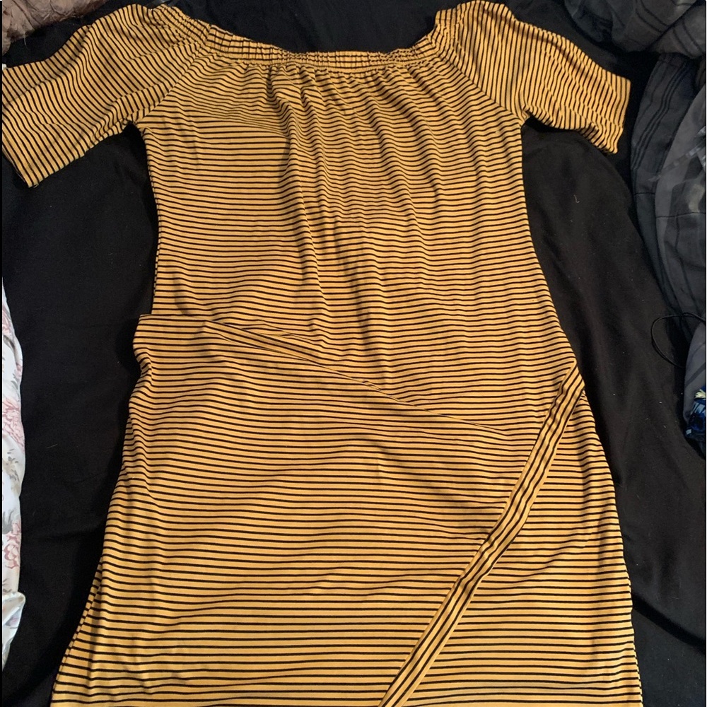 Off the shoulder Striped Mini dress